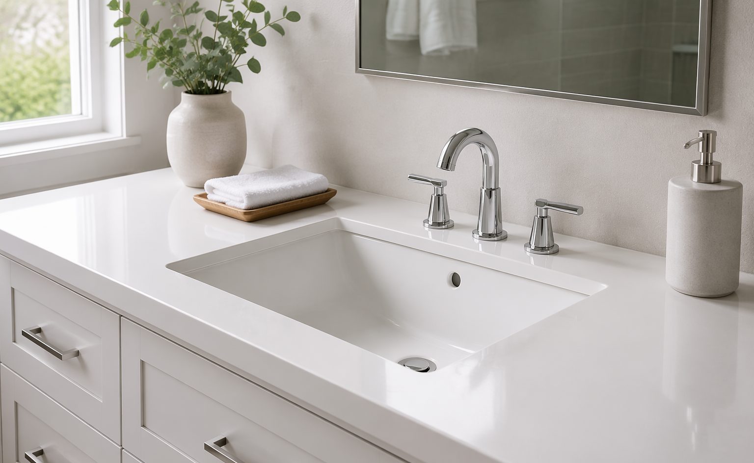 White bathroom vanity sink basin