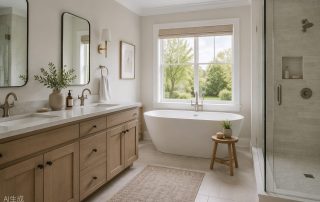 Neutral well-kept residential bathroom